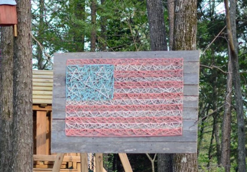 String Art Flag on Pallet Wood!