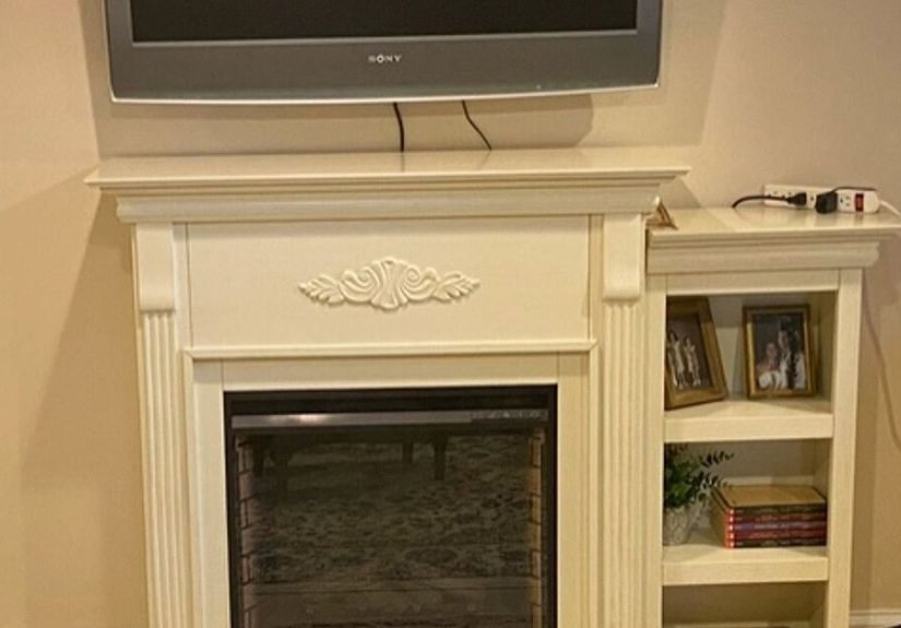 DIY Electric Fireplace and TV Wall
