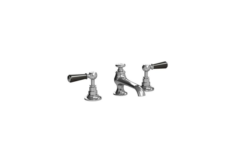 Lefroy BrooksClassic 3-Hole Basin Connaught Mixer with Black Levers