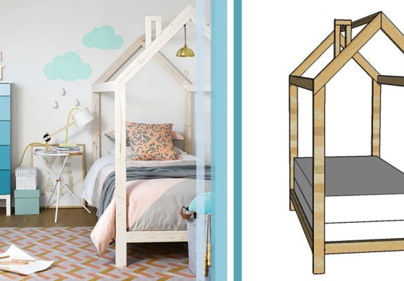 Twin House Bed Frame + Trundle Bed Woodworking Plan