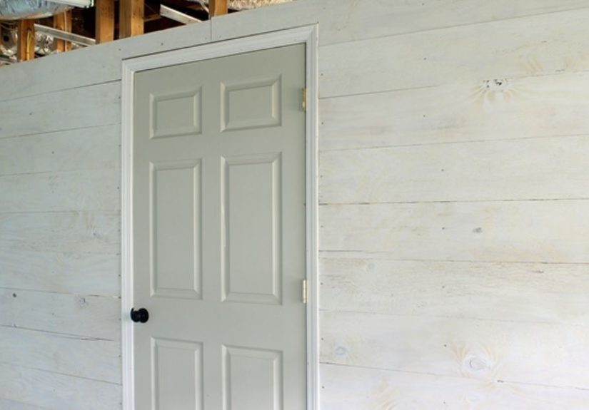 Whitewashed Plywood Plank Wall