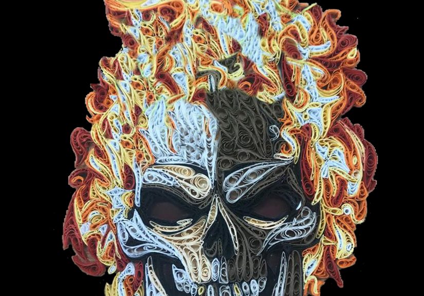 Burning Skull = 3D Paper Art