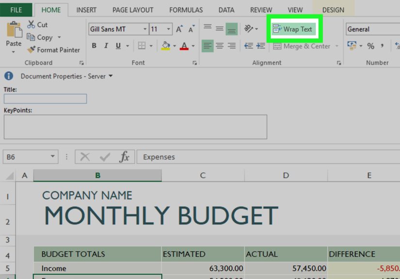 How to Keep Text in One Cell in Excel