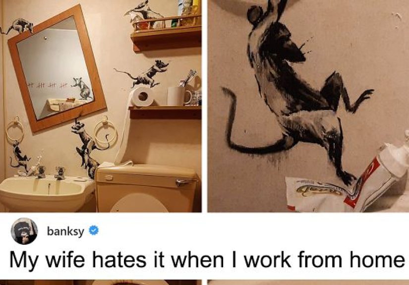 “My Wife Hates It When I Work From Home”, Banksy Reveals His Newest Work On Instagram